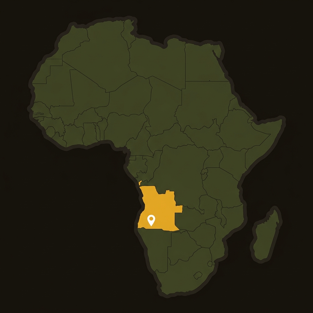 Mapa África - Angola destacada